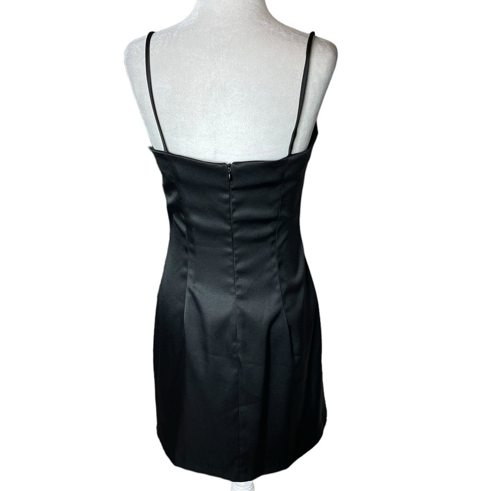 Y2K Rampage Black Mini Dress Floral Embellishment Spaghetti Strap Size 7 - Picture 3 of 11
